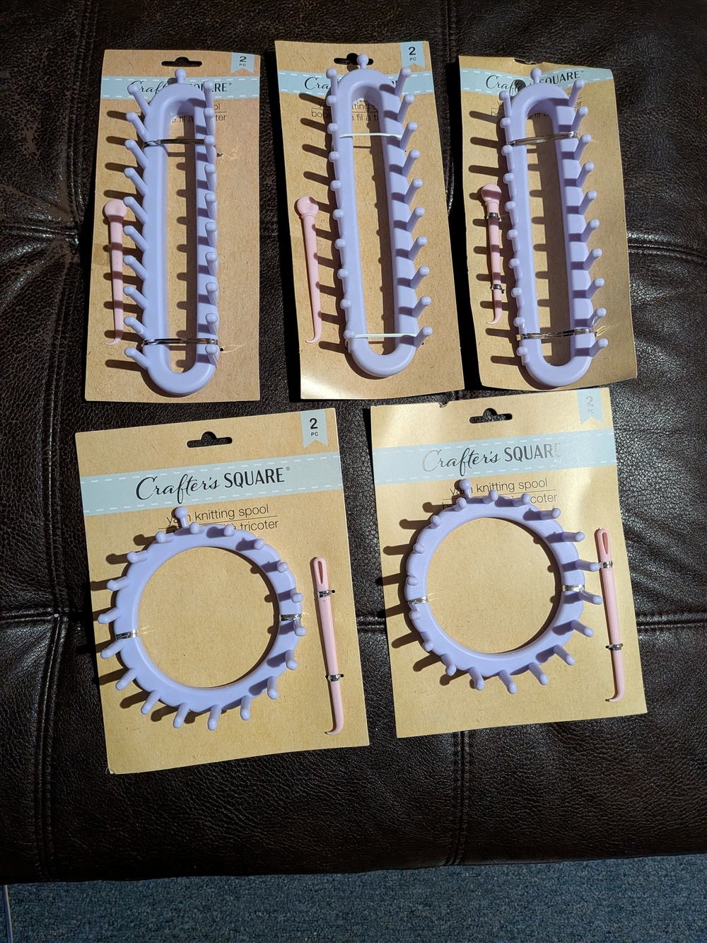 Brand New Lot Of 5 Crafter's Square Lavender Knitting Loom Set